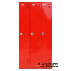 철제캐비넷 옷장(락카) 3x6 -일자3인용 / 빨강